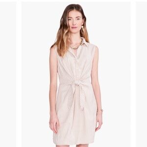 NIC+ZOE Cafe‎ Button Tie Front Linen Blend Dress Neutral Multi Stripe | Size M